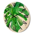 thumbnail image 3 of Designart 'Close Up Of Tropical Leaf Of Monstera I' Farmhouse Wood Wall Clock, 3 of 5