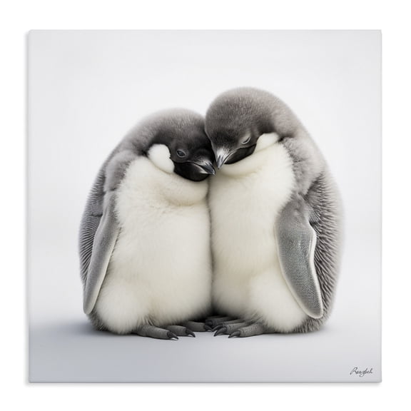 Stupell Industries Eclectic Cuddling Penguin Duo Canvas Art, 17 x 17, by Roozbeh