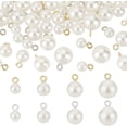 thumbnail image 1 of 80 colgantes de perlas en 4 tamaños (8, 10, 12 y 14 mm), perlas blancas redondas con anilla dorada/plateada., 1 of 6