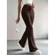 thumbnail image 4 of Pantalones Anchos de Pierna para Mujer, de Cintura Alta, para Estar en Casa, con Cintura Elástica, para Otoño e Invierno, Informales, de Punto Marrón L, 4 of 9