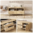 thumbnail image 7 of Demi Bonn Rattan TV Stand for 65" TVs, Entertainment Center with Drawers and Solid Wood Legs, Modern Media TV Console Table for Living Room Bedroom, Beige, 7 of 7