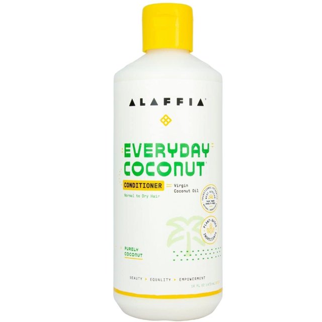 Alaffia Hair Care Acondicionador de coco diario Hidratante diario Productos para cabello ondulado y rizado Vitamina E Aceite de coco virgen Extracto de jengibre 16 onzas líquidas