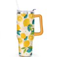thumbnail image 2 of 40 oz Tumbler Lemon with Handle Vacuum Insulated Travel Coffee Mug SpillProof Travel Cups Car Cup Holder Friendly for Hot and Cold Drinks, 2 of 7