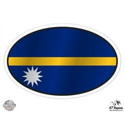 Nauru Flag Oval - 3" Vinyl Sticker - For Car Laptop I-Pad Phone Helmet Hard Hat - Waterproof Decal