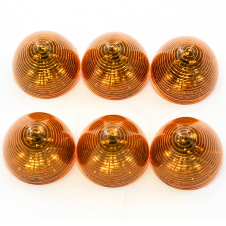 Red Hound Auto 6 Amber LED 2 inches Marker Beehive Cone Lights Trailer Auto Bright Lighting
