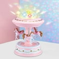 thumbnail image 2 of Music Box Cartoon Style Go-Around Lightweight Projection Music Box Carousel Luminous Gift for Children-Pink, 2 of 8
