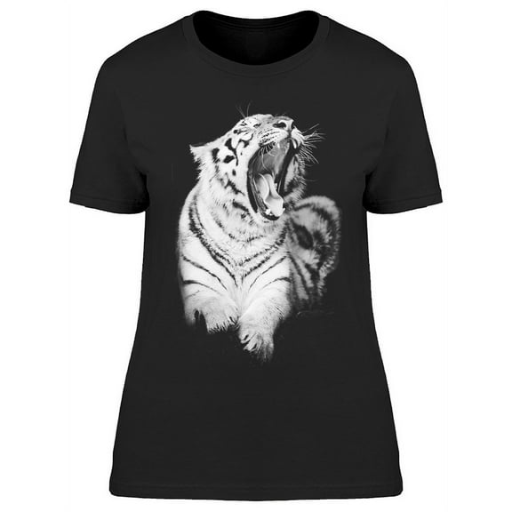 Silly White Tiger Yawning T-Shirt Women -Image by Shutterstock, Female x-Large