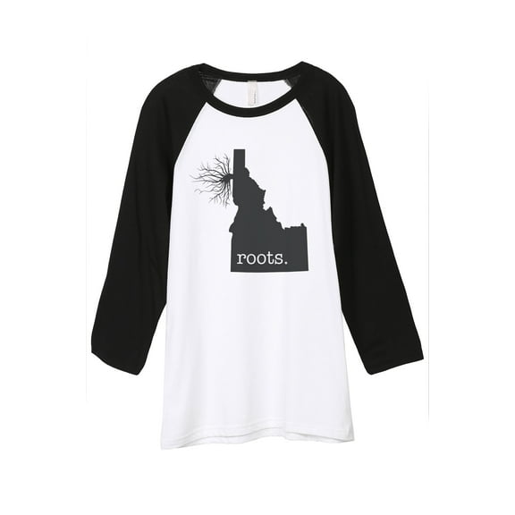 Thread Tank Home Roots State Idaho ID Unisex 3/4 Sleeves Baseball Raglan White Black Small