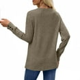 thumbnail image 5 of BiZtdJrK Womens Ribbed Knit Sweaters Solid Casual Button Cuffs Long Sleeve Shirts Fashion Clothing Tunics or Tops Wear with Leggings, Brown, S, 5 of 8