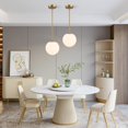 thumbnail image 4 of DALIVOL Modern Globe Pendant Light Mid Century Opal Glass Hanging Light Fixture Gold Finish, 2-Light Glass Pendant Lighting for Kitchen Island Dining, 4 of 8