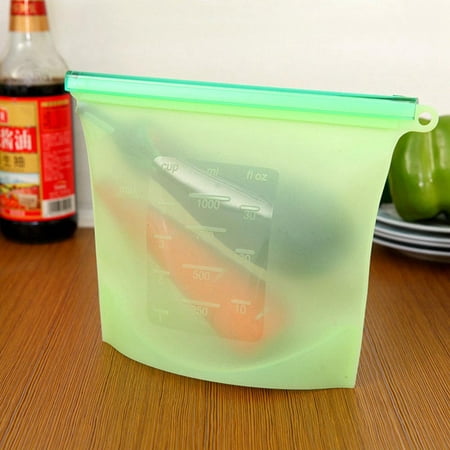 KABOER Reusable Silicone Food Fresh Bag Refrigerator Storage Seal Container Zip (Best Reusable Food Pouch)