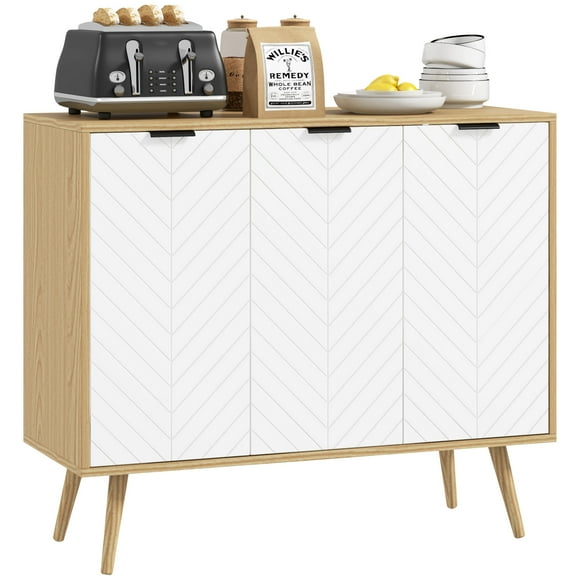 HOMCOM Sideboard Storage Cabinet, Accent Cupboard with Adjustable Shelves