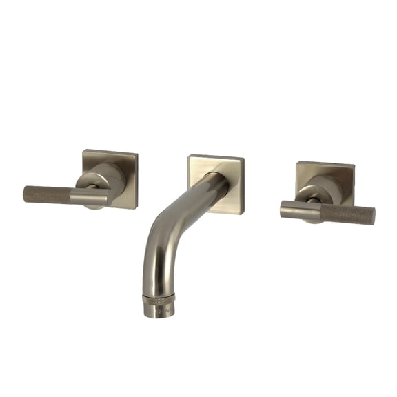 Kingston Brass KS6128KNL Convergent Double-Handle Wall Mount Bathroom Faucet with Knurled Handle, Brushed Nickel