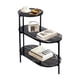 thumbnail image 1 of Mesa de Auxiliar Lateral 3 Niveles, Mesita de Mármol Patrón para Sala de Estar, Dormitorio, Sofá, Mesa Auxiliar Lateral con Estructura de Metal, Mesa de Café Moderna, Color Negro, 1 of 4