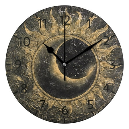YAZAOO Decorative Wall Clock Size：25cm Cosmic Sunburst Design Pattern Clock