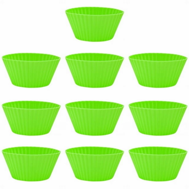 Best Valentine Gifts 2026 Decor 10 Pcs Non Stick Baking Cups 10Pcs Reusable Silicone Baking Cups Non Stick Heat Cake for Parties Holidays