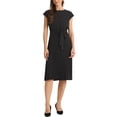 thumbnail image 2 of Vestido plisado sin mangas de cuello redondo para mujer Inspire Chic, con cinturón en la cintura, corte A, talla XS, color negro, 2 of 6