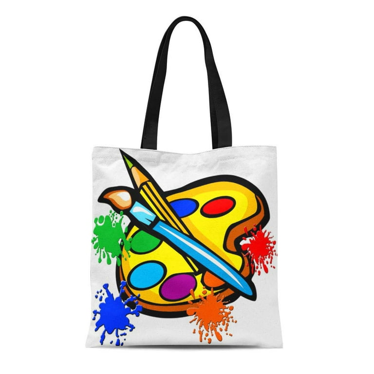 Sidonku Canvas Tote Bag Craft Paint Palette Painting Personalized Custom Bulk Reusable Handbag Shoulder Grocery Shopping Bags, Adult Unisex, Size: One