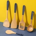 thumbnail image 4 of Koszal Fried Spatula Long Handle Heat Resistant Non-stick Beech Wooden Cooking Rice Spatula Soup Spoon for Kitchen, 4 of 7