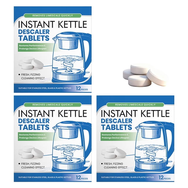 Kettle Descaler Tablet,3Pack Powerful Limescale Removal,Efficient Water Bottle Cleaner Removes Hard Water Buildup,Limescale Remover Tablet For Kettles, Coffee Machines, Shower Heads