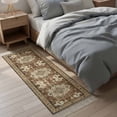thumbnail image 3 of Kitchen Runner Rugs, Retro Traditional Ethnic Tribal Floral 2'x4' Throw Rug with Tassels, Light Brown Washable Soft Floor Carpet Runner for Hallway Bedroom Bathroom Laundry Room, 3 of 9