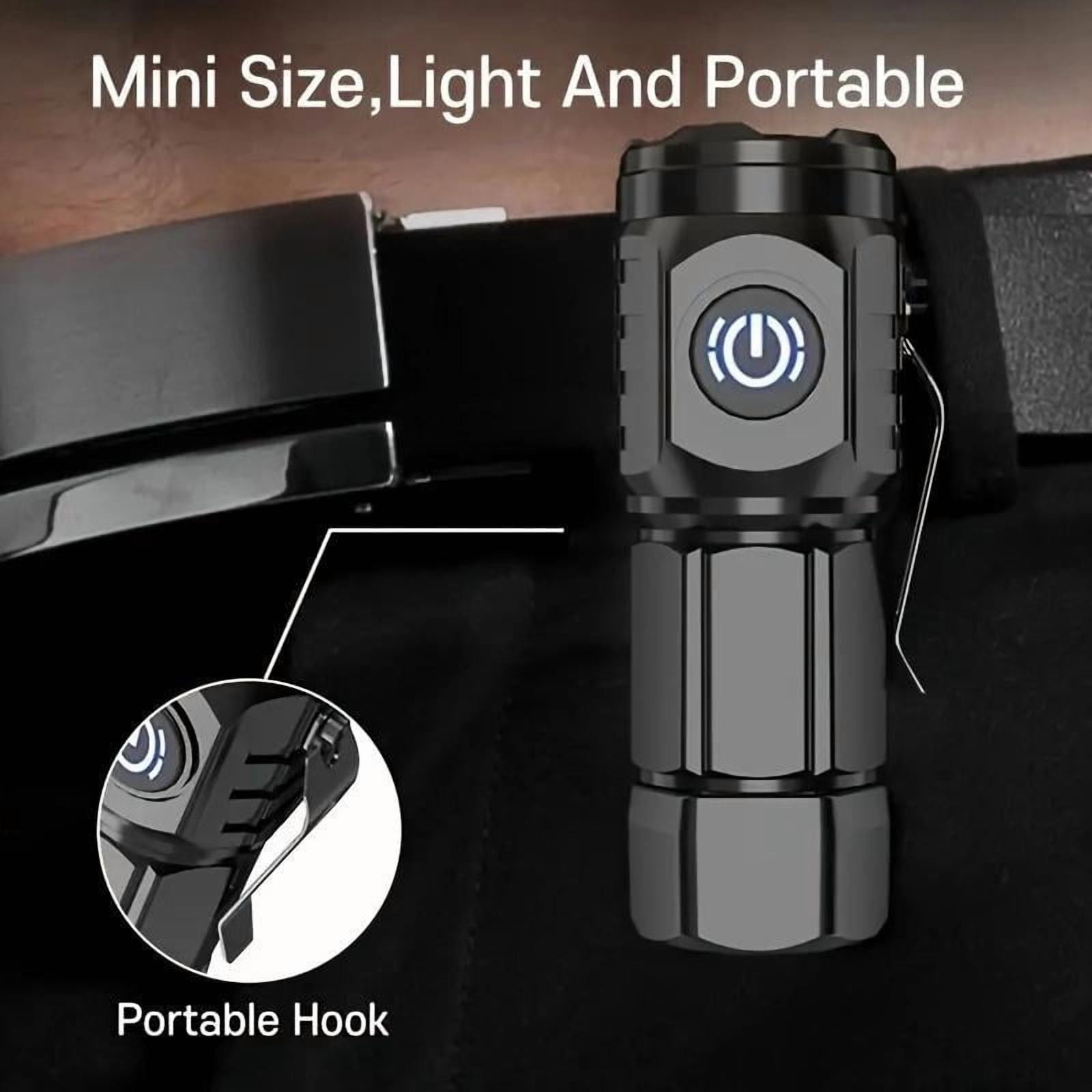 YIYUN 2-Pack Mini Rechargeable LED Flashlights with Frog-Eye Lens – 3 LEDs, 5 Light Modes, High-Strength ABS – Portable for Travel, Emergencies & Outdoor Activities.