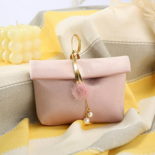 YUANOU Creative Folding Velvet Candy Bag Fur Ball Pearl Pendant