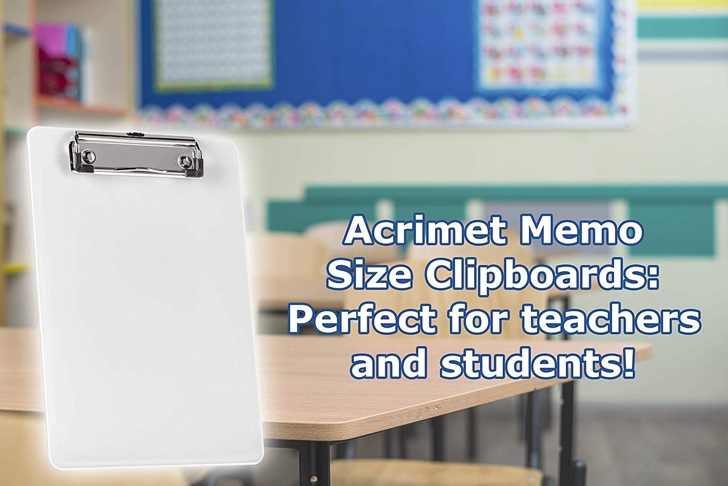 Acrimet Clipboard Memo Size A5 (9 1/4” x 6 5/16”) Low Profile Clip (Plastic) (Clear Crystal Color) (6 Pack)