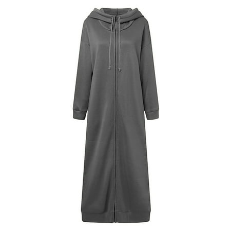safuny Women s Maxi Dress Long Sweatshirt Tops with Pocket Solid Color Long Sleeve Fall Dresses Crew Neck Button Winter Elegant Casual Daily Trendy Holiday Dark Gray L