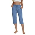 thumbnail image 6 of XFLWAM Womens Capri Yoga Pants Loose Drawstring Comfy Lounge Pajama Capris Solid Color Workout Joggers Pants with Pockets, 6 of 9
