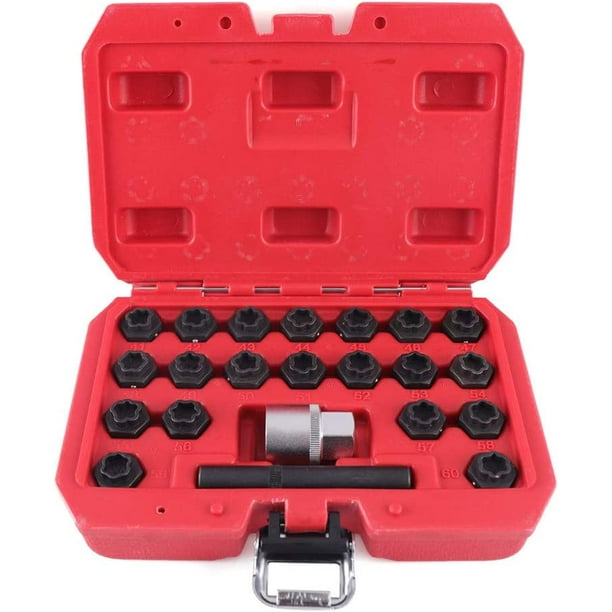 Miumaeov 22pcs Wheel Locking Key Set AntiTheft Lug Nut Tool Set
