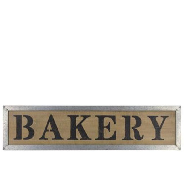 Urban Trends Collection 39615 Wood Rectangular Wall Art with Bakery Label & Metal Frame, Brown