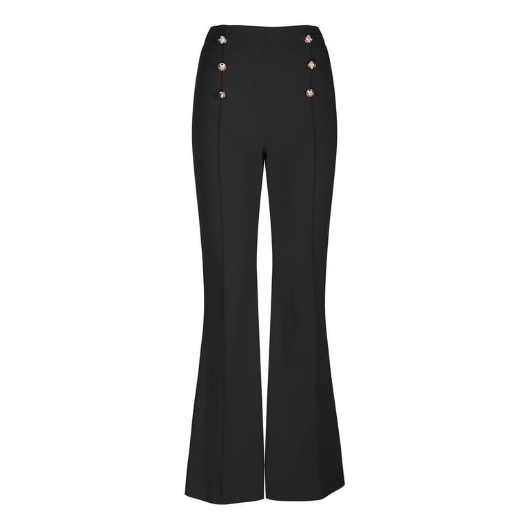 Yuzhih Women's Bell Bottom Pants Double Button High Waist Yuzhih Women's Bell Bottom Pants Double Button High Waist