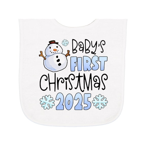 Inktastic Baby's First Christmas 2025-snowman Baby Terry Cloth Bib