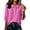 Hot Pink -AS22, variant on Cotton Linen Button Shirt Women 3/4 Puff Sleeve Collar Cute Blouses Summer Casual Trendy Loose Tops Army Green S