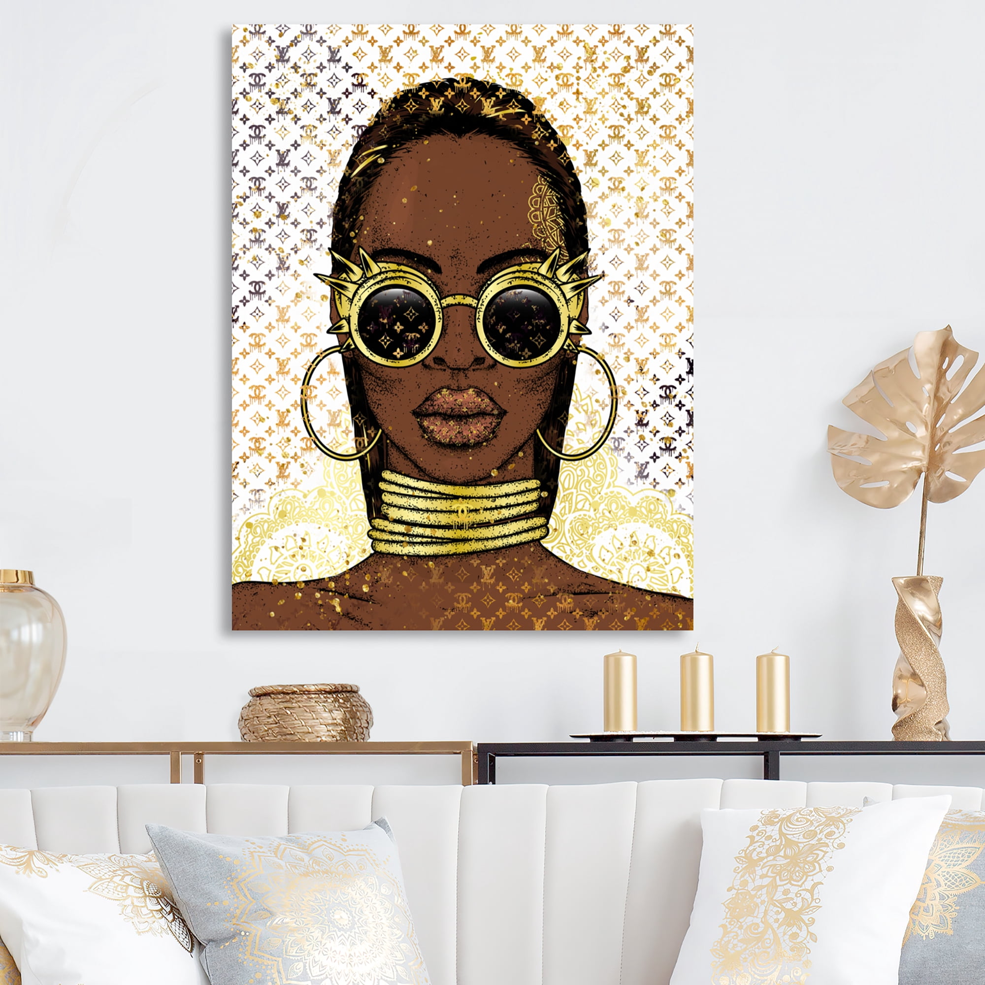 Designart Trendy Female With Sunglasses III Canvas Wall Art