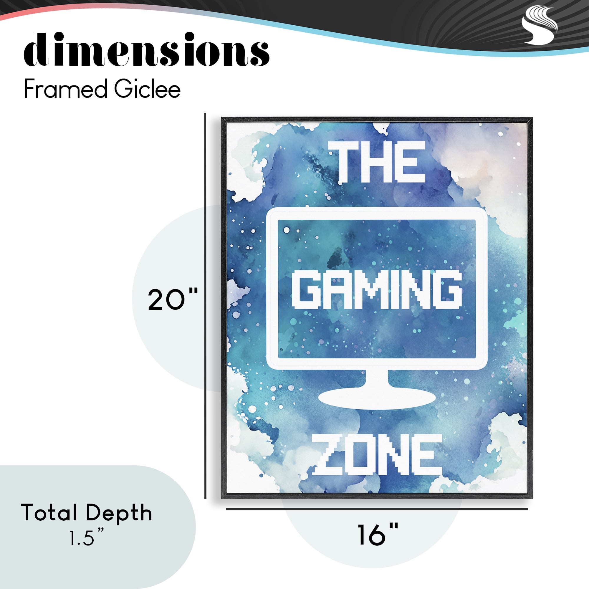 Gaming Zone Moniter Black Framed Giclee Art, design by Marcus Prime