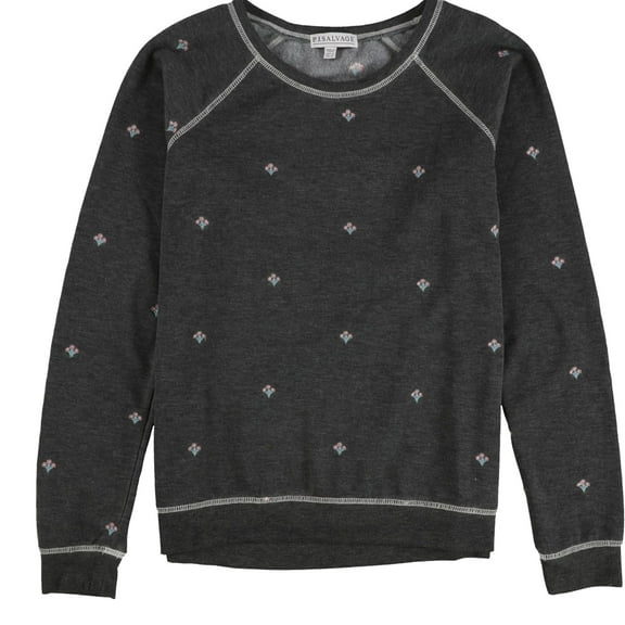 P.J. Salvage Womens Embroidered Flowers Pajama Sweater, Grey, Medium