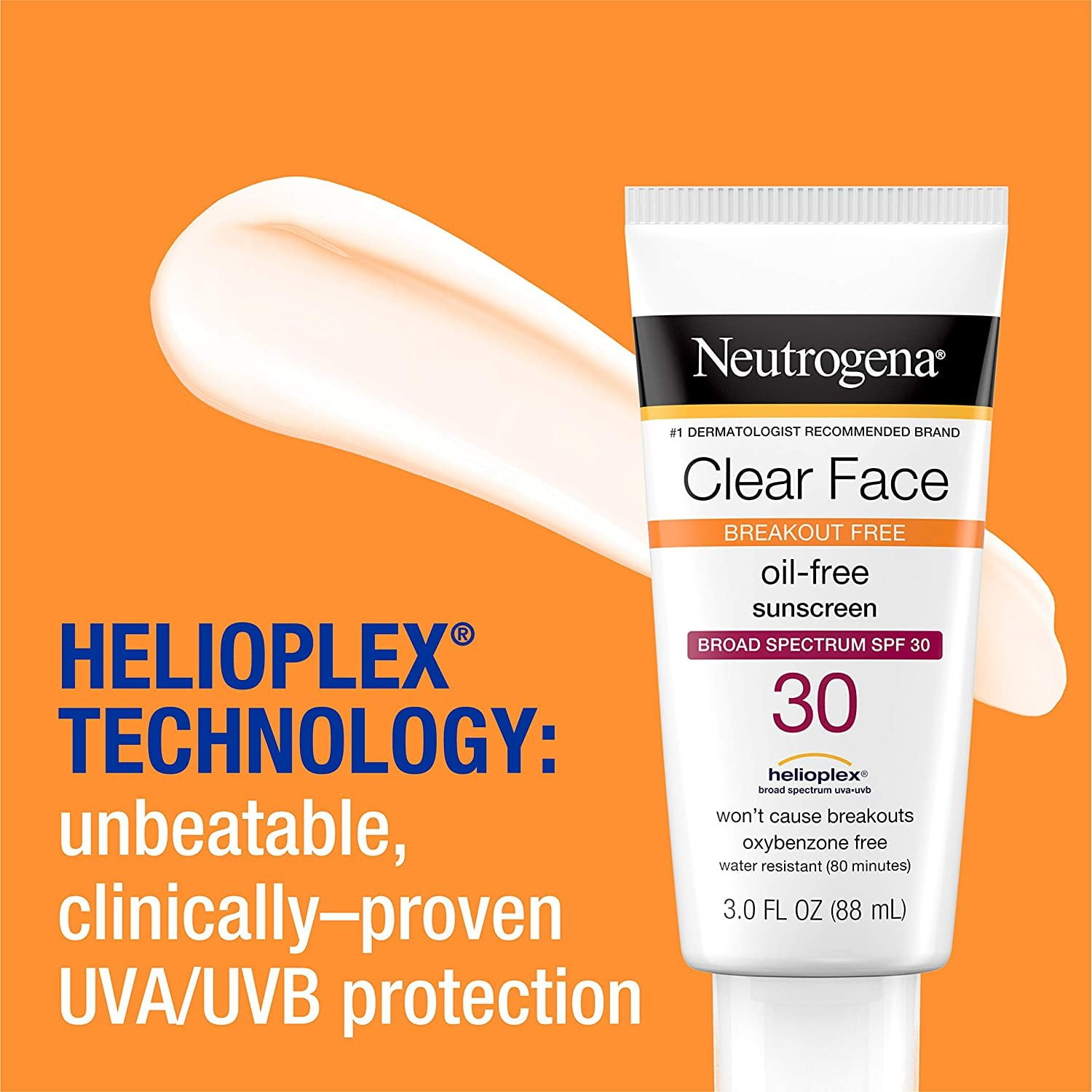 Neutrogena Clear Face Broad Spectrum SPF 30, Fragrance Free, 3.0oz, 2-Pack