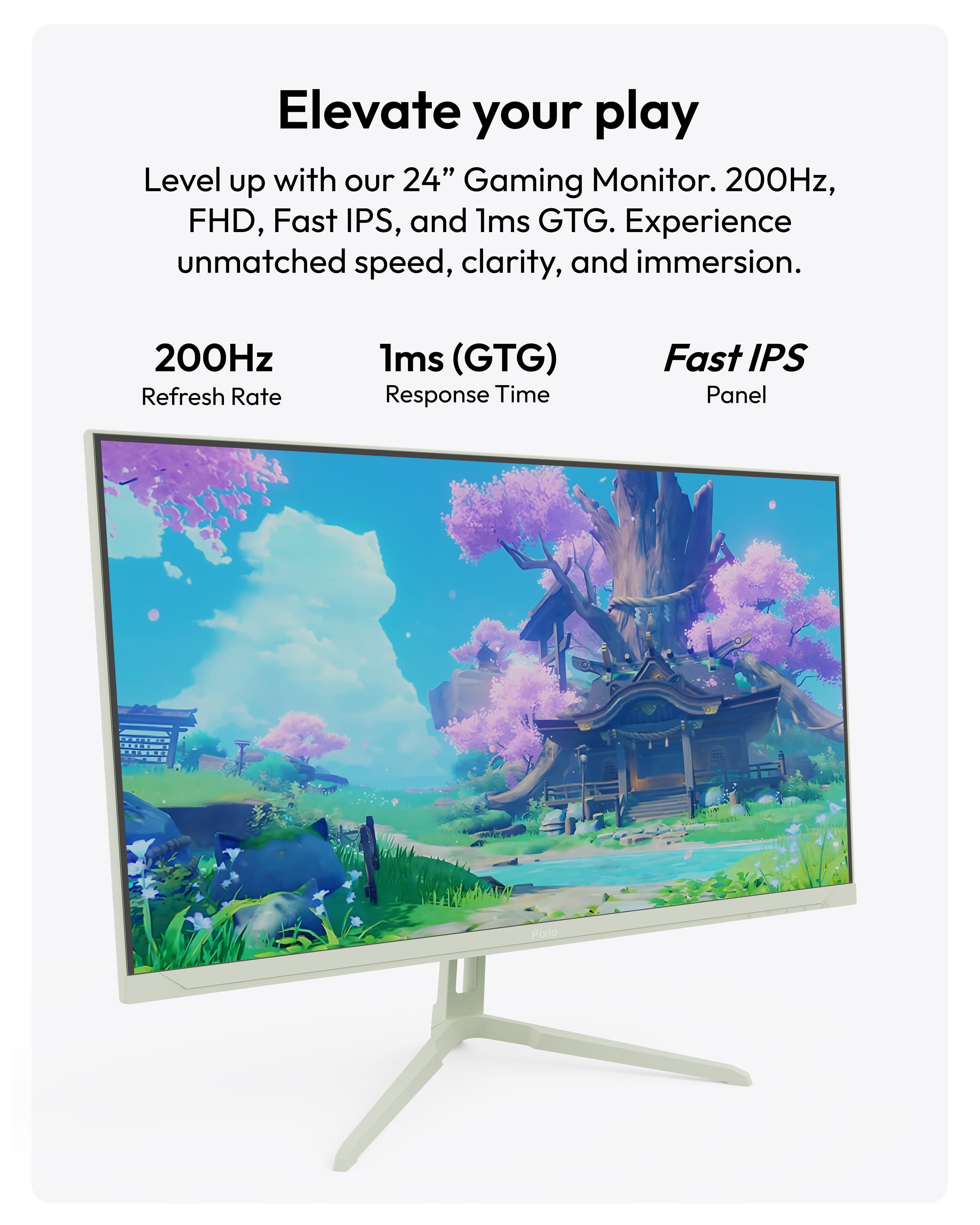 Pixio PX248 Wave Mint 24 inch 200Hz Refresh Rate FHD 1080p Resolution Fast IPS Panel 1ms GTG Response Time Mint Gaming Monitor with Adaptive Sync