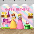 thumbnail image 3 of Fondo de fiesta de princesa Peach con decoración de Super Mario rosa, fondo para cumpleaños de niña, accesorios para estudio fotográfico de baby shower, 3 of 5