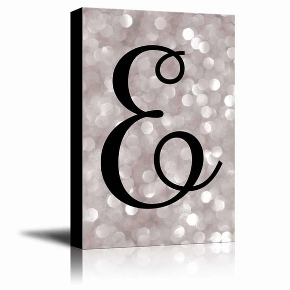 wall26 The letter E in brush stroke cursive on a champagne colored bokeh background - Modern Romantic Elegant Decor - Canvas Art Home Decor - 32x48 inches