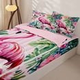 thumbnail image 3 of jejeloiu Soft Flamingo Flowers Zipper Twin Comforter Sets with Fitted Sheet and 2 Pillowcases Kids,Tropical Botanical Leaves Zipper Bedding Set For Girls,Reversible,4-Piece, 3 of 7
