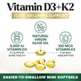 thumbnail image 3 of D3 K2 Vitamin 5000 IU - High Potency Vitamin D3 Supplement - Advanced 2-in-1 Complex with Vitamin D & Vitamin K2 (MK7) - Easy to Swallow Softgel, Bone & Immune Support - Bottled in USA - 240 Softgels, 3 of 9