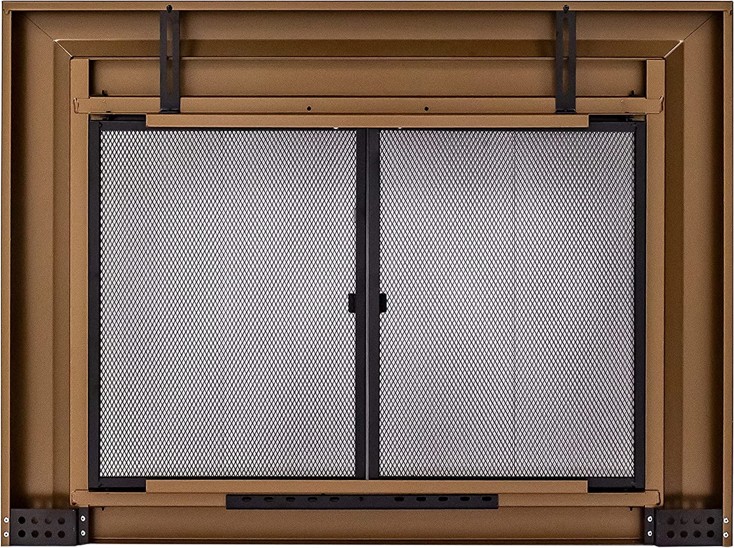 Pleasant Hearth Clairmont Collection Fireplace Glass Door, Heritage Brass - Large