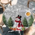 thumbnail image 2 of Grey Christmas Round Tablecloth, Fitted Table Cover with Elastic for 55"-60" Round Tables, Xmas Tree Snowflake Winter Gifts Table Cloth Outdoor Indoor Dinning Party Waterproof Tablecloths, 2 of 7
