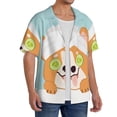 thumbnail image 2 of Pofeuu Corgi With Towel Ans Slice Cucumber Print Mens Casual Short Sleeve Shirts Beach Summer Spread Collar Pocket Tops Men's Casual Short-sleeved Shirt-3X-Large, 2 of 5