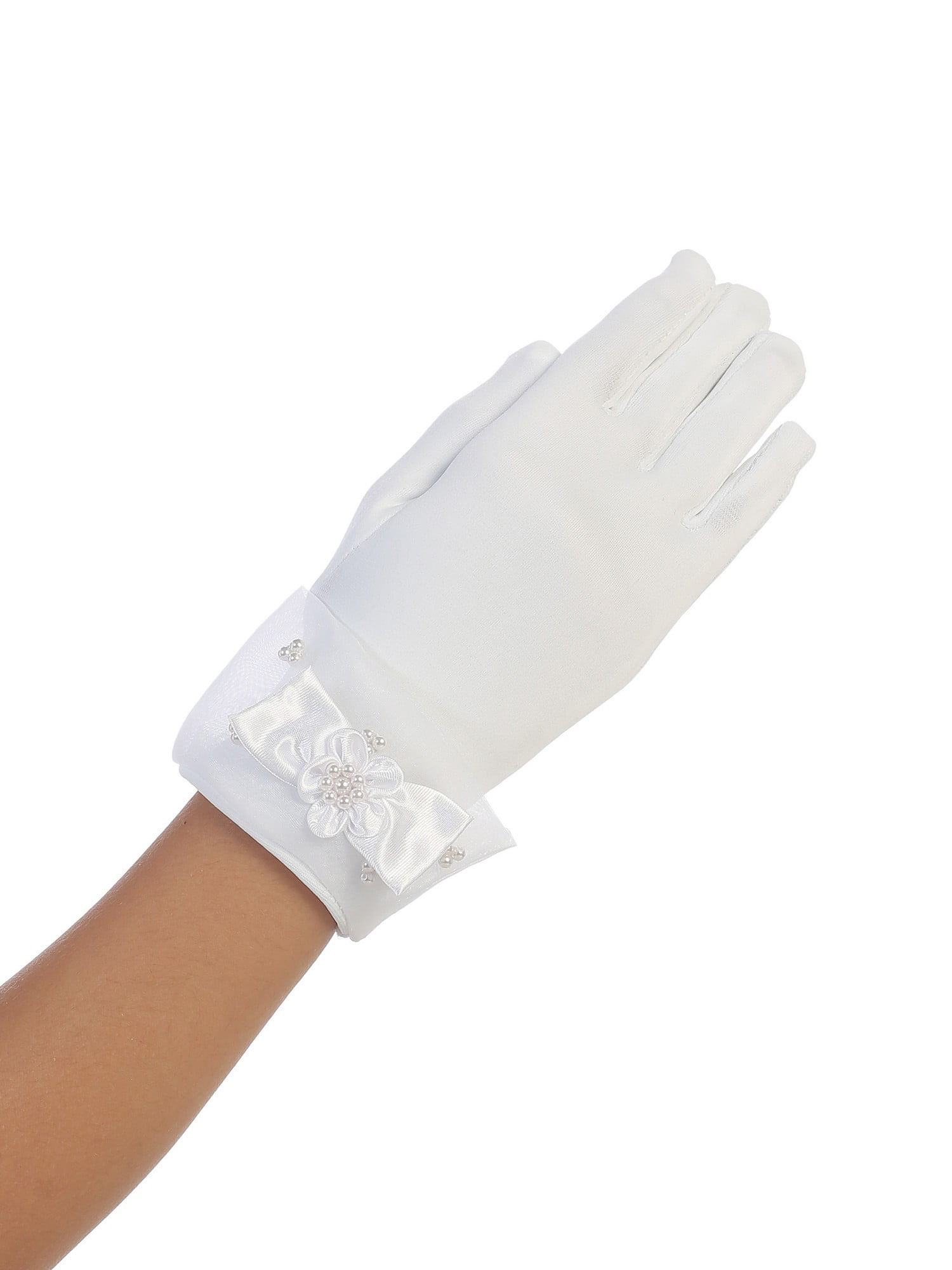 Girls White Wrist Length Satin Organza Cuff Special Occasion Gloves -  Walmart.com - Walmart.com