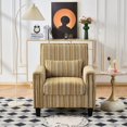 thumbnail image 2 of Modern Upholstered Accent Chair with Nailhead Trim, Yellow and White Striped Armchair, 2 of 10