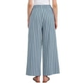 thumbnail image 2 of INSPIRE CHIC Women's Casual Drawstring Stripe Pants Wide Leg High Waist Cotton Loose Pants L Blue, 2 of 5
